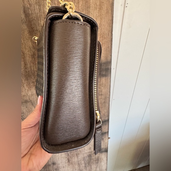 DKNY Dark Brown Monogram Shoulder Bag, chain strap - Picture 12 of 14